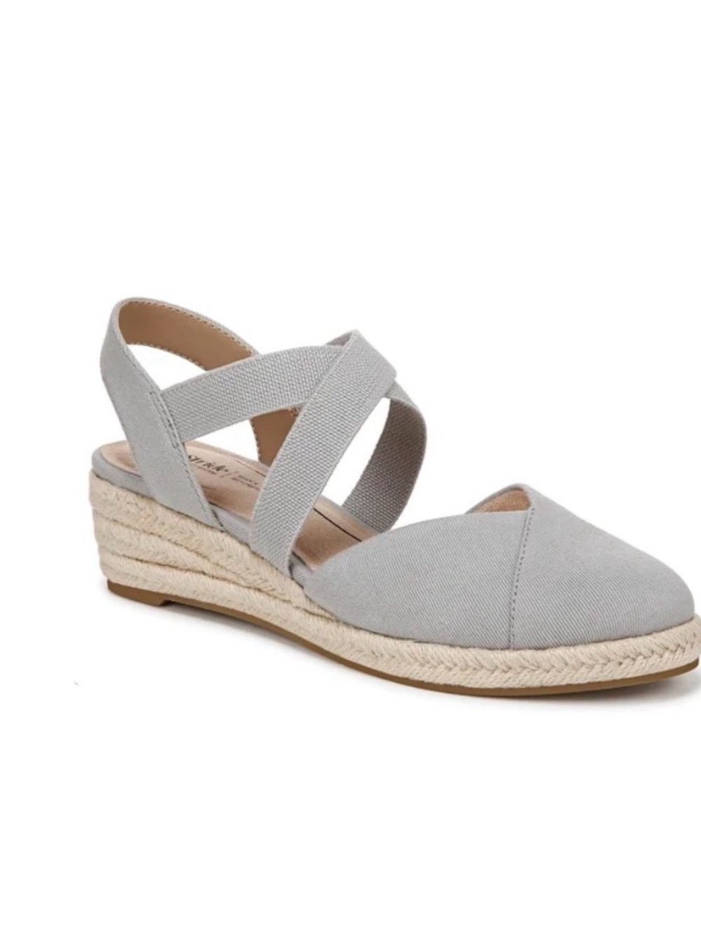 New🌿Life Stride Light Gray Espadrille Wedge Sandal with Crisscross Straps